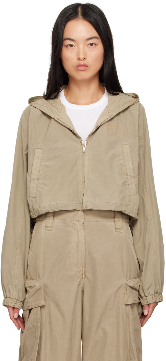 

Бежевая укороченная куртка с логотипом alexanderwang.t