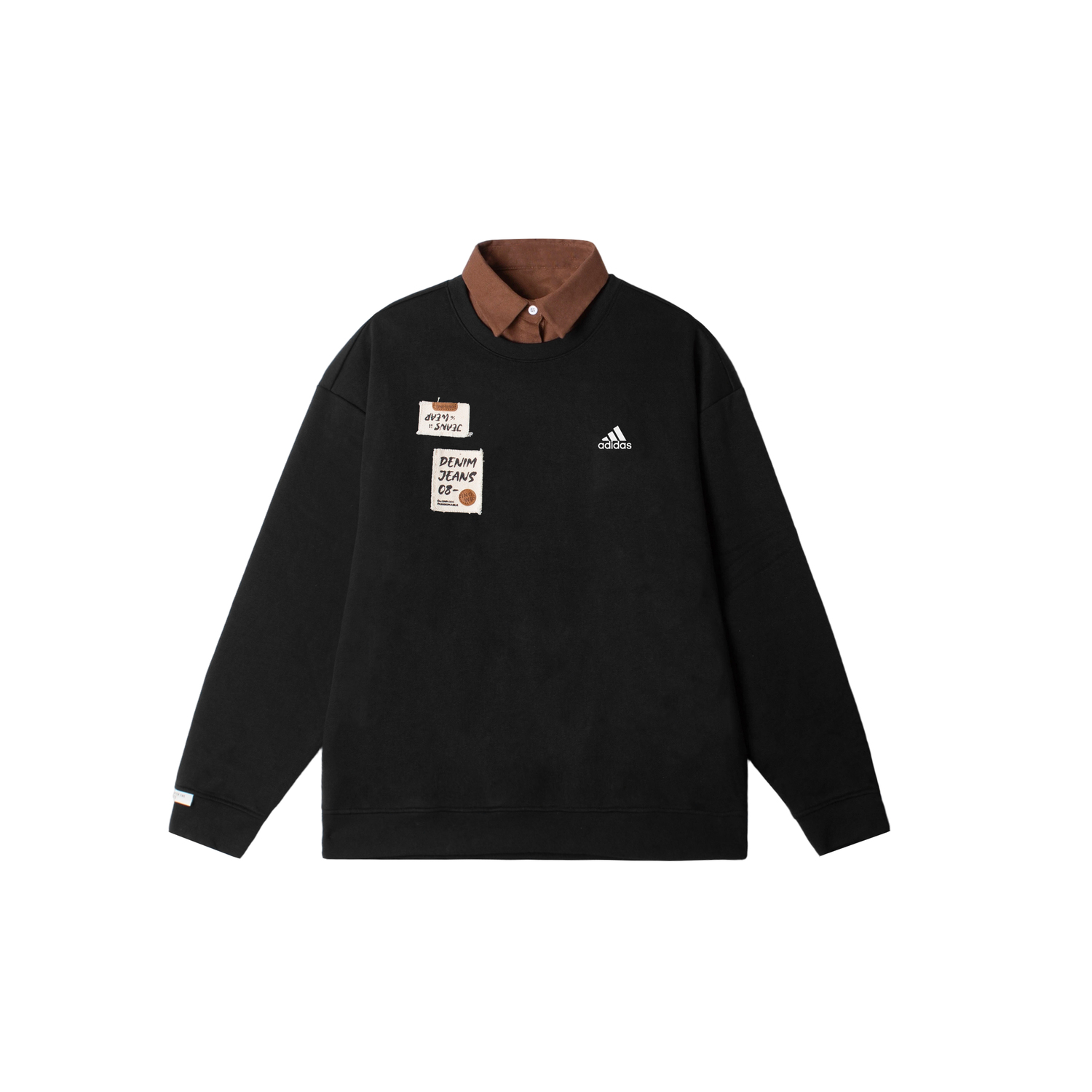 

Adidas Толстовки LABEL унисекс, черные с отворотом, средней толщины