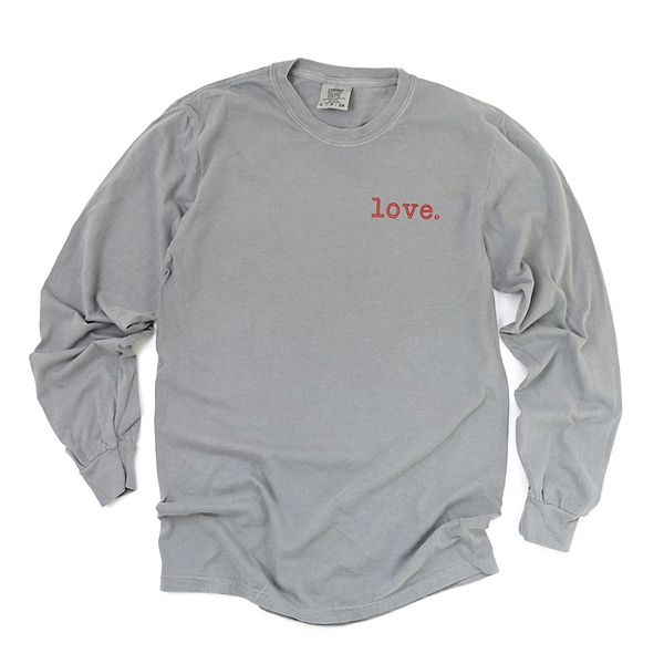 

Вышитая майка love typewriter с длинным рукавом, окрашенная в стиле garment dyed Simply Sage Market, Grey