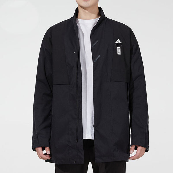 Куртка Men's adidas Martial Arts Series Wj Xia Long Jkt Logo Printing Mid-Length Stand Collar Sports Jacket Black, черный — фото 2