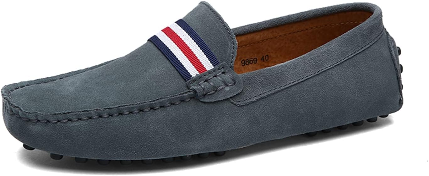 

Мужские удобные замшевые лоферы с бантом и пряжкой для вождения и ходьбы, туфли-лодочки LITNERMIA, серый