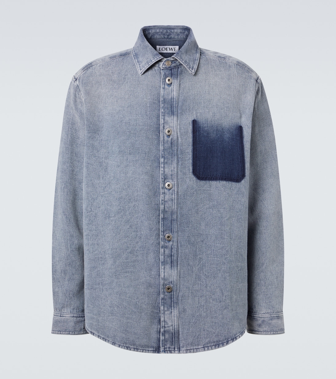 

Рубашка из хлопка и льна Loewe, Grey Blue