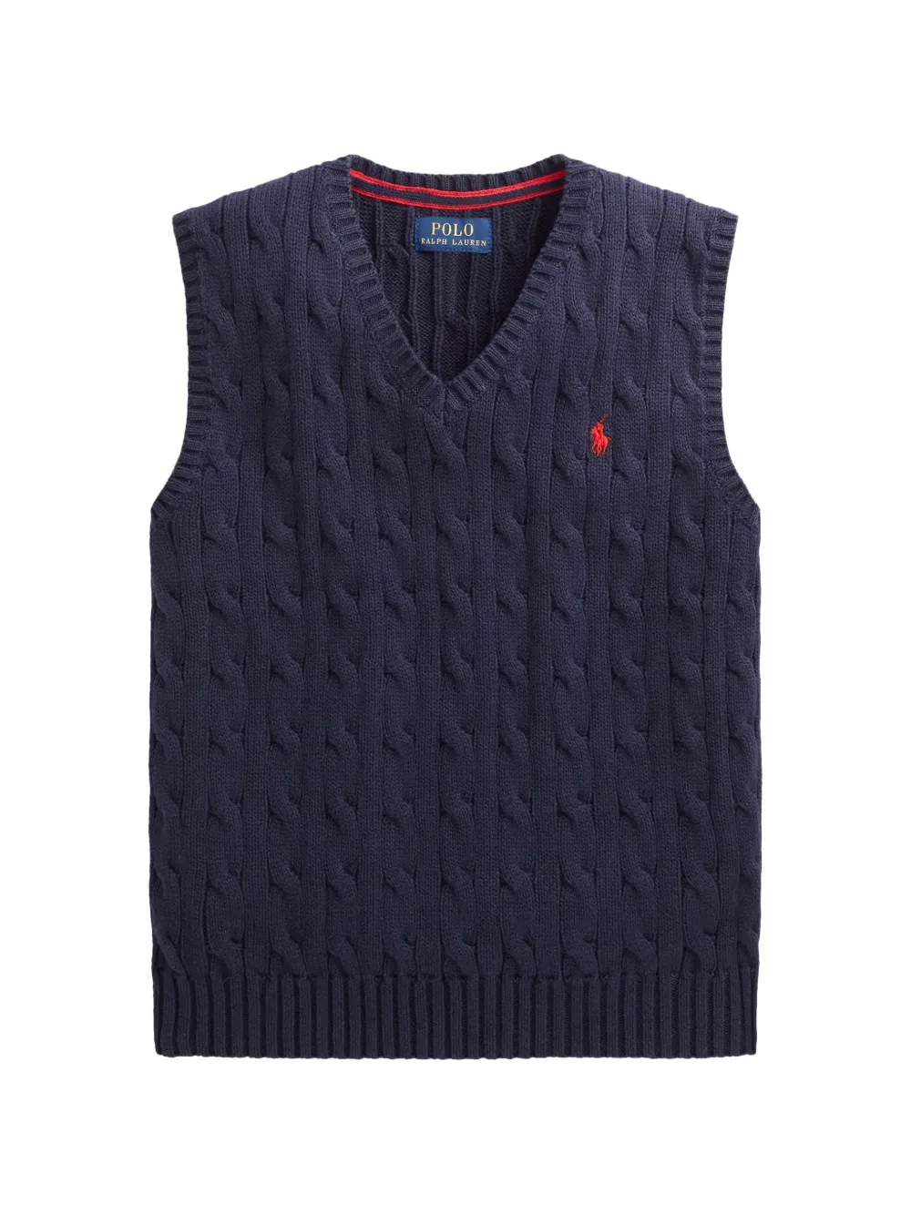 Жилет крупной вязки с V-образным вырезом Polo Ralph Lauren Kids, синий