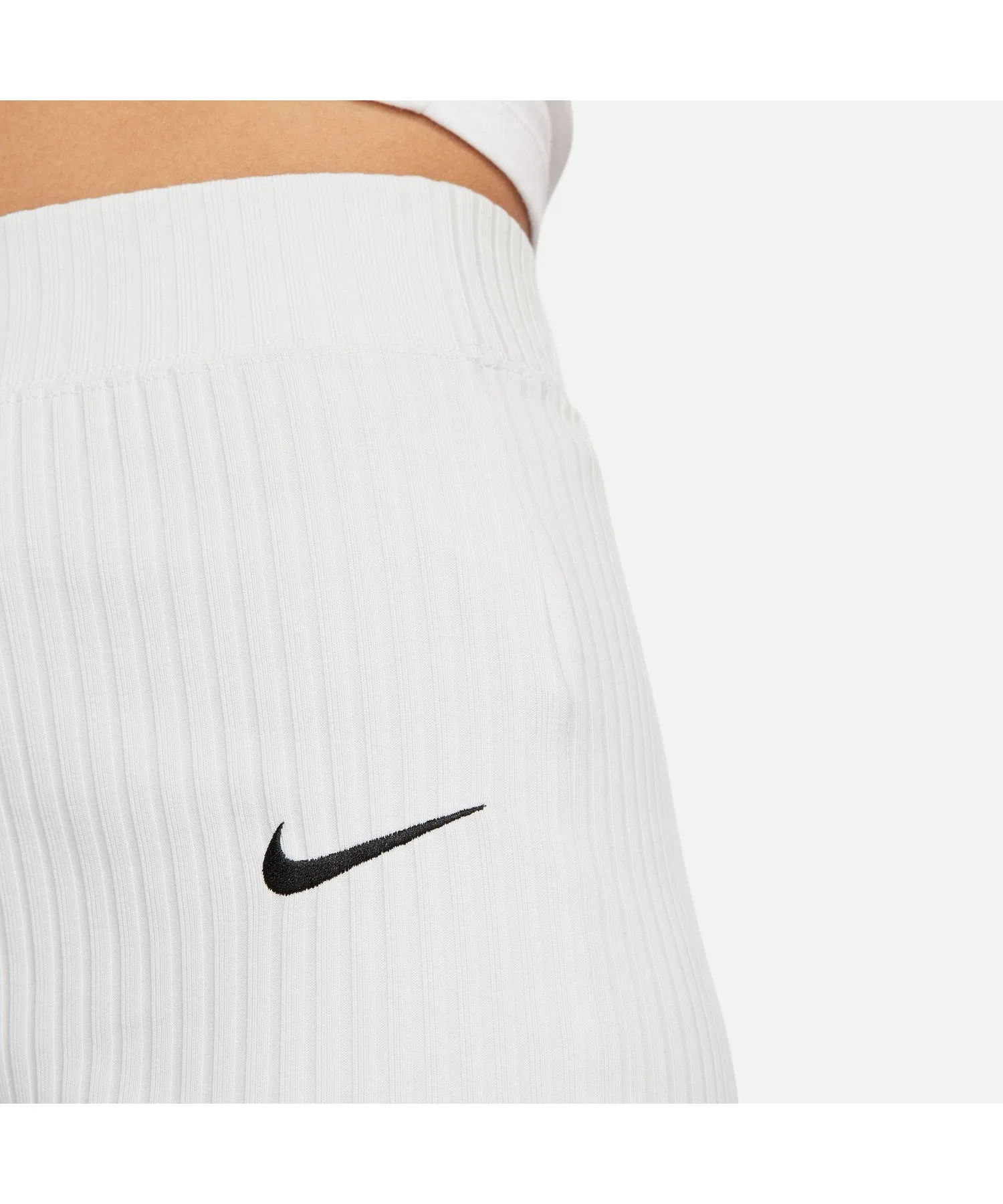 Женские трикотажные брюки NIKE RIB JRSY с высокой посадкой бежевые — фото 3