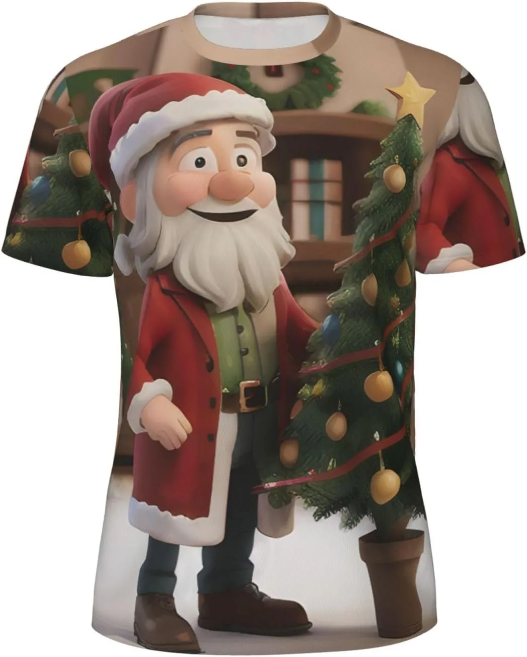 

Футболка мужская летняя с принтом Funny Christmas, легкая и дышащая SDFHU