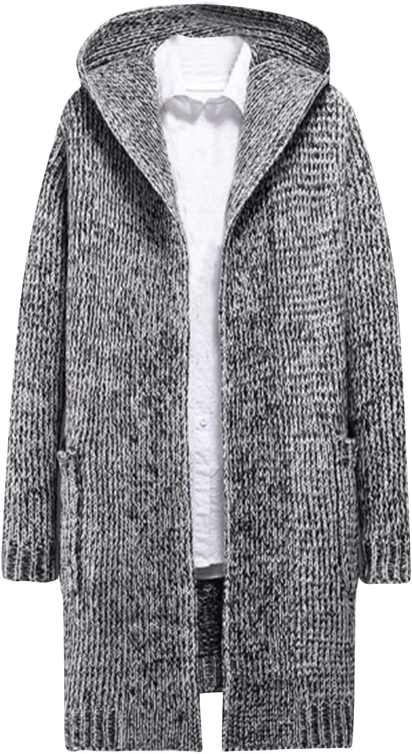 

Мужской длинный кардиган с капюшоном и резинкой