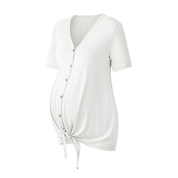 

Женская блузка для беременных с v-образным вырезом и коротким рукавом Yesfashion, White