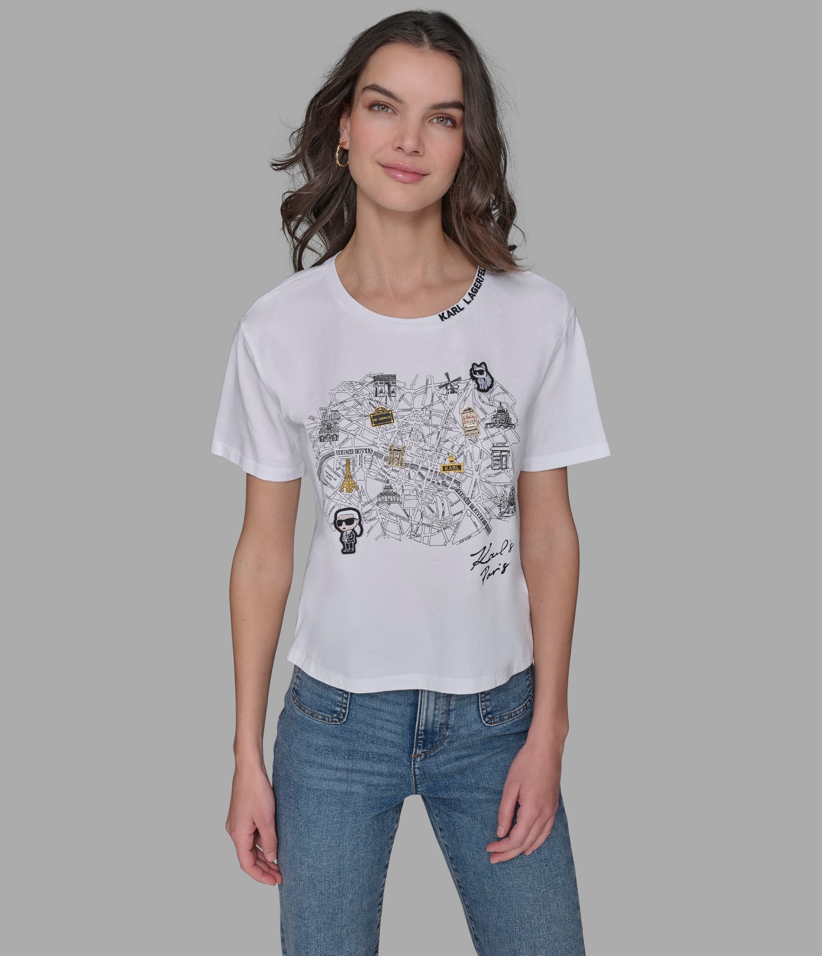

Футболка с логотипом paris whimsy KARL LAGERFELD PARIS, белый