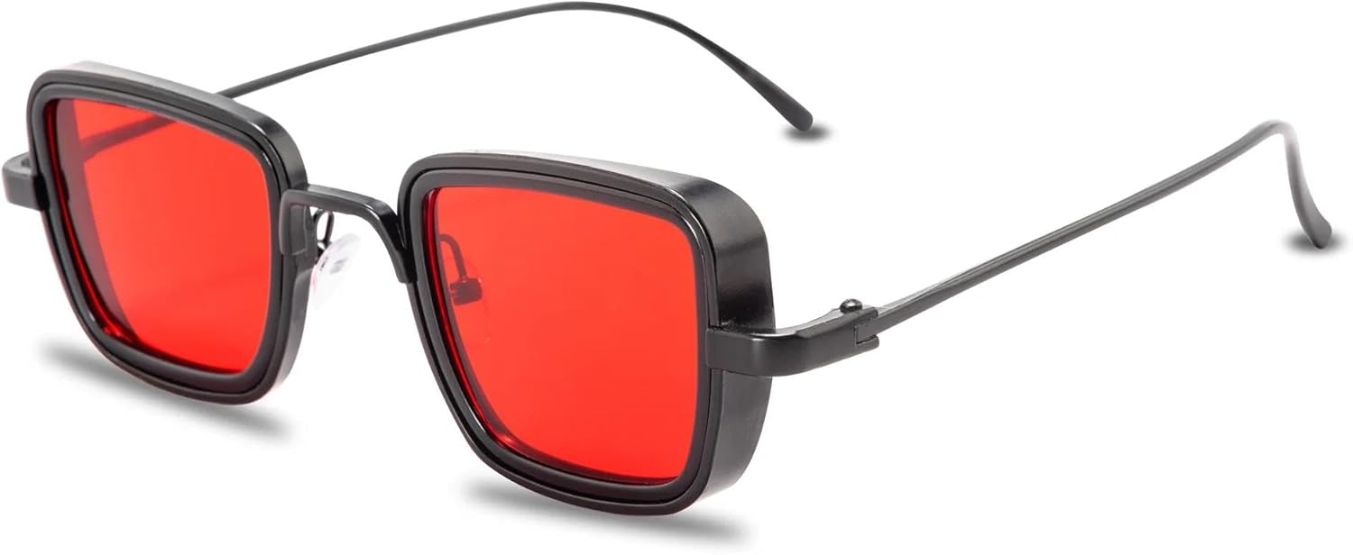 

Солнцезащитные очки с защитой UV400 | Стиль стимпанк, цветные линзы, металлическая оправа | Для женщин и мужчин, для занятий спортом на открытом воздухе и вождения DSVIGF, Black Red