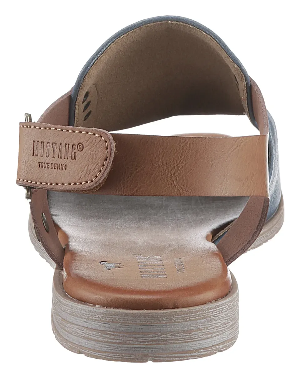 Босоножки Mustang Shoes с ремешками, летние туфли, босоножки, каблук-блок, с застежкой-липучкой, коричневый — фото 2