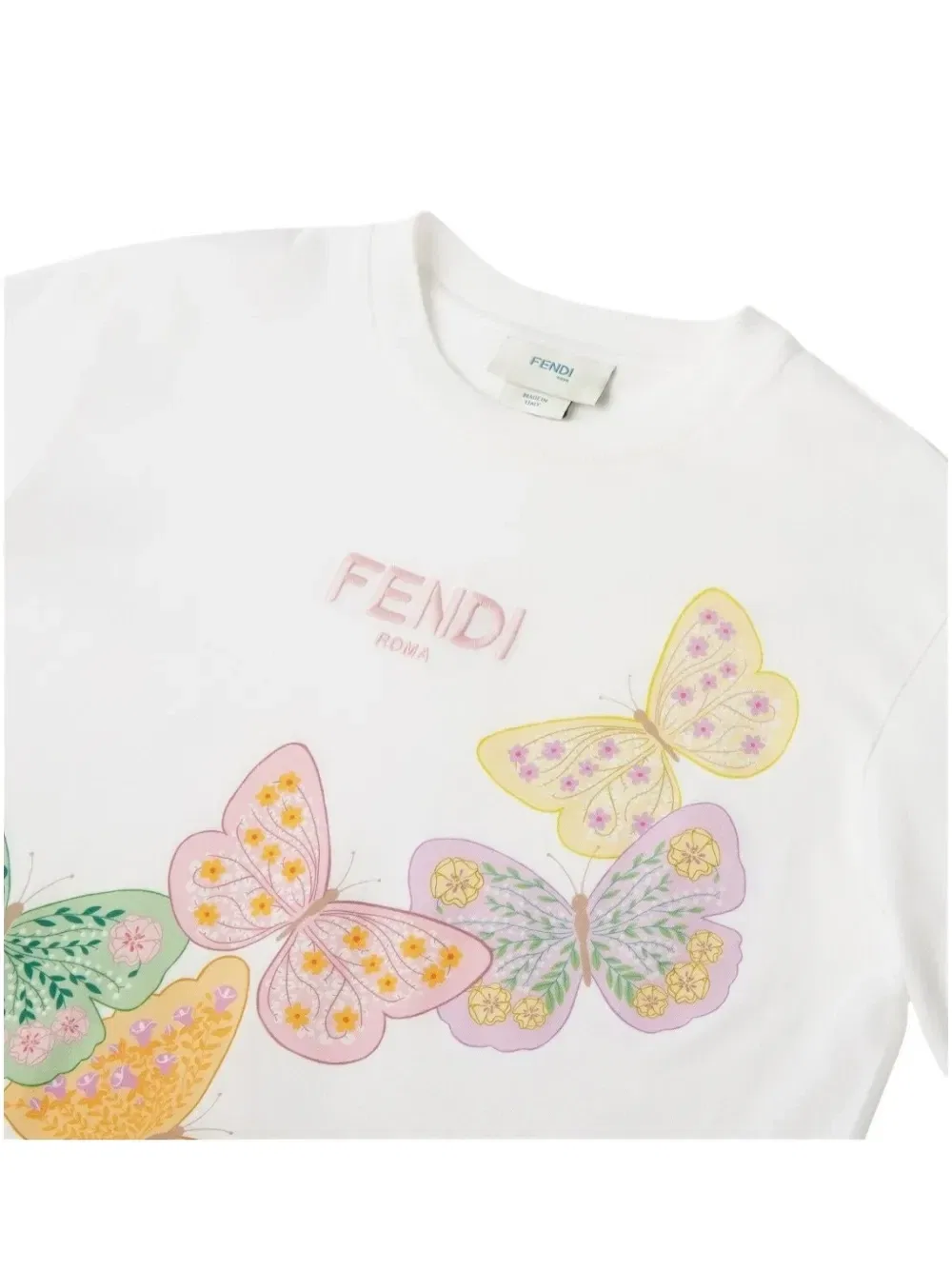 Футболка с принтом "бабочка" Fendi Kids, белый — фото 3
