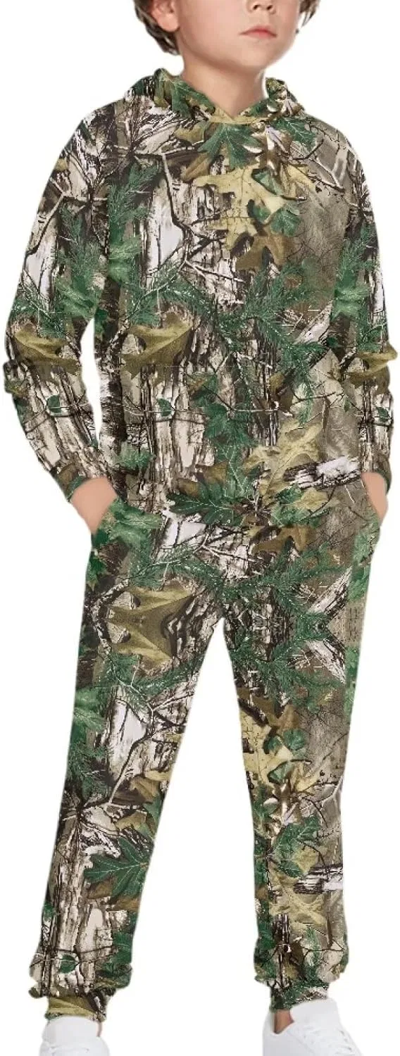Детский спортивный костюм с капюшоном doginthehole, 2 предмета, Green Hunting Camo