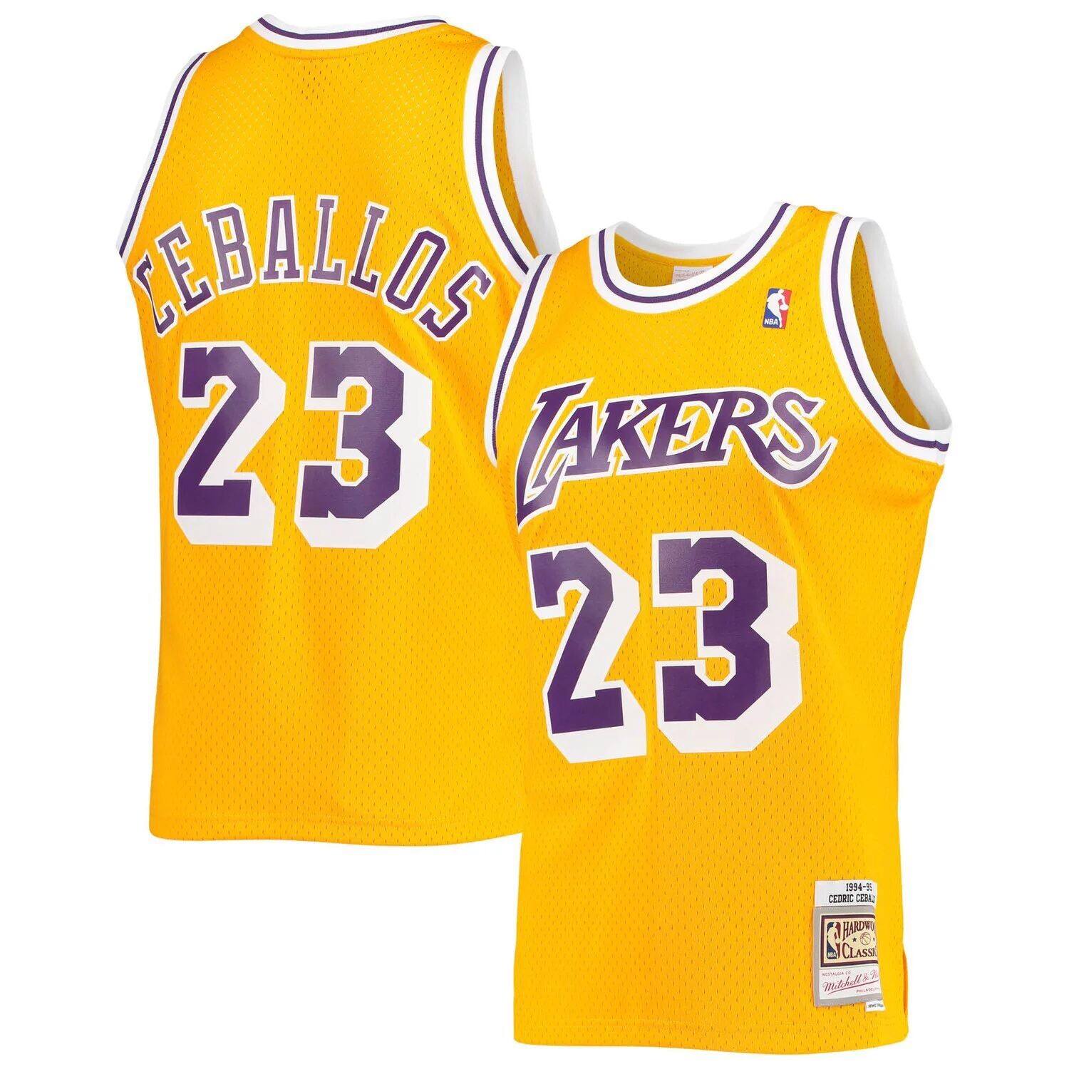 

Мужская майка Mitchell & Ness Cedric Ceballos Gold Los Angeles Lakers 1994-95 Hardwood Classics Swingman Джерси