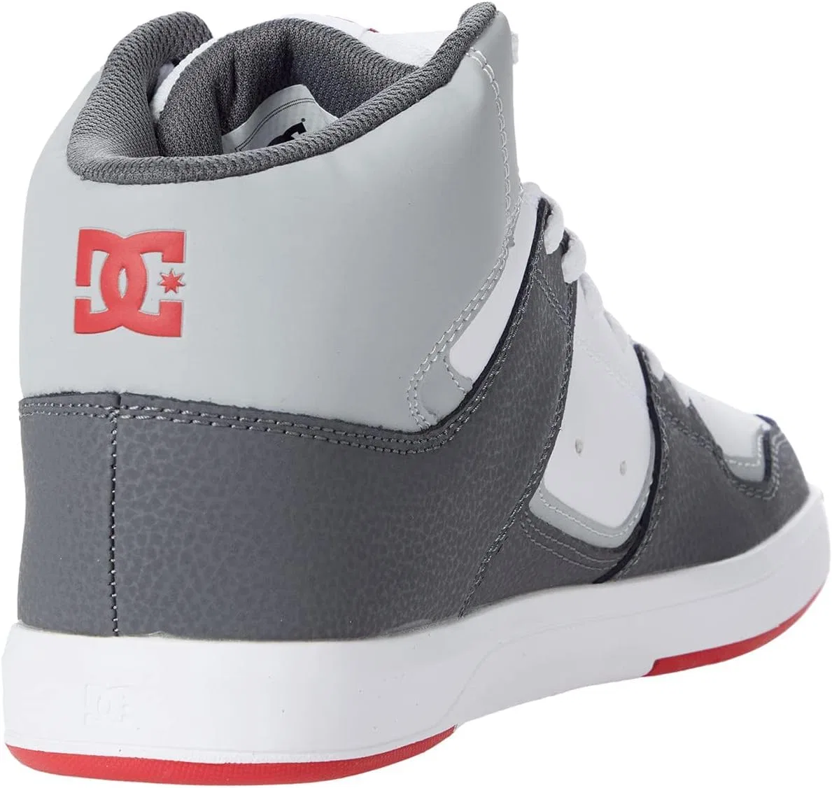 Кроссовки DC Shoes Cure, кожаные, высокие, White/Grey/Red — фото 4