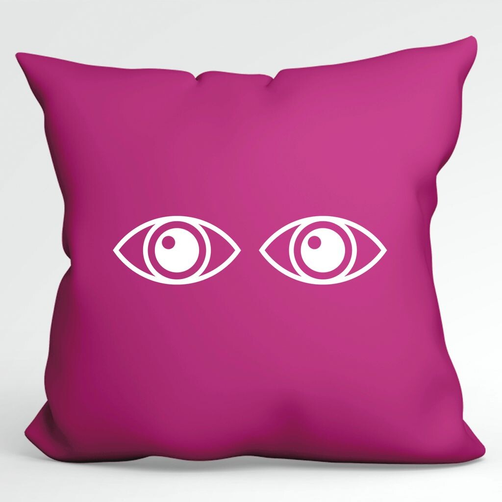 

Huuraa Pillow Eyes Декоративная подушка с наполнителем, размер 40x40 см, цвет фуксии, стильный мотив. Идея подарка для друзей и семьи Hellweg Druckerei