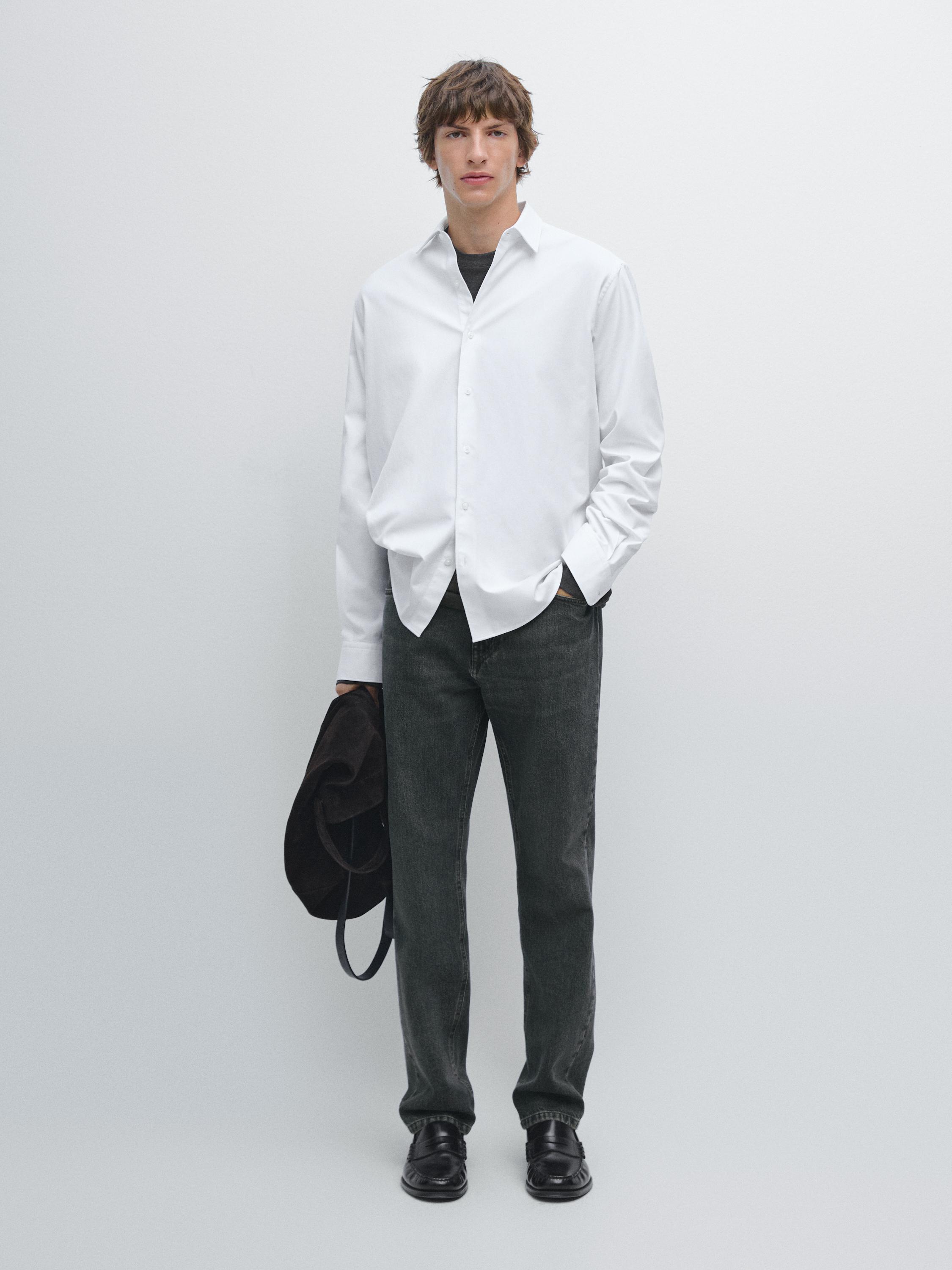 

Рубашка из твила классического кроя Massimo Dutti, белый