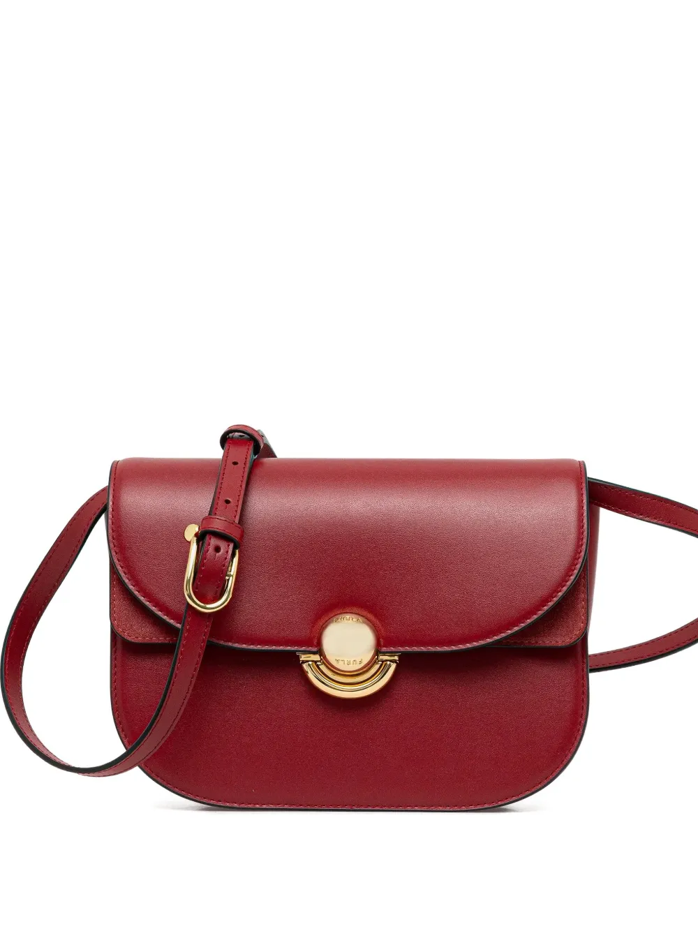 

Кожаная сумка на плечо с изогнутым клапаном Furla, красный