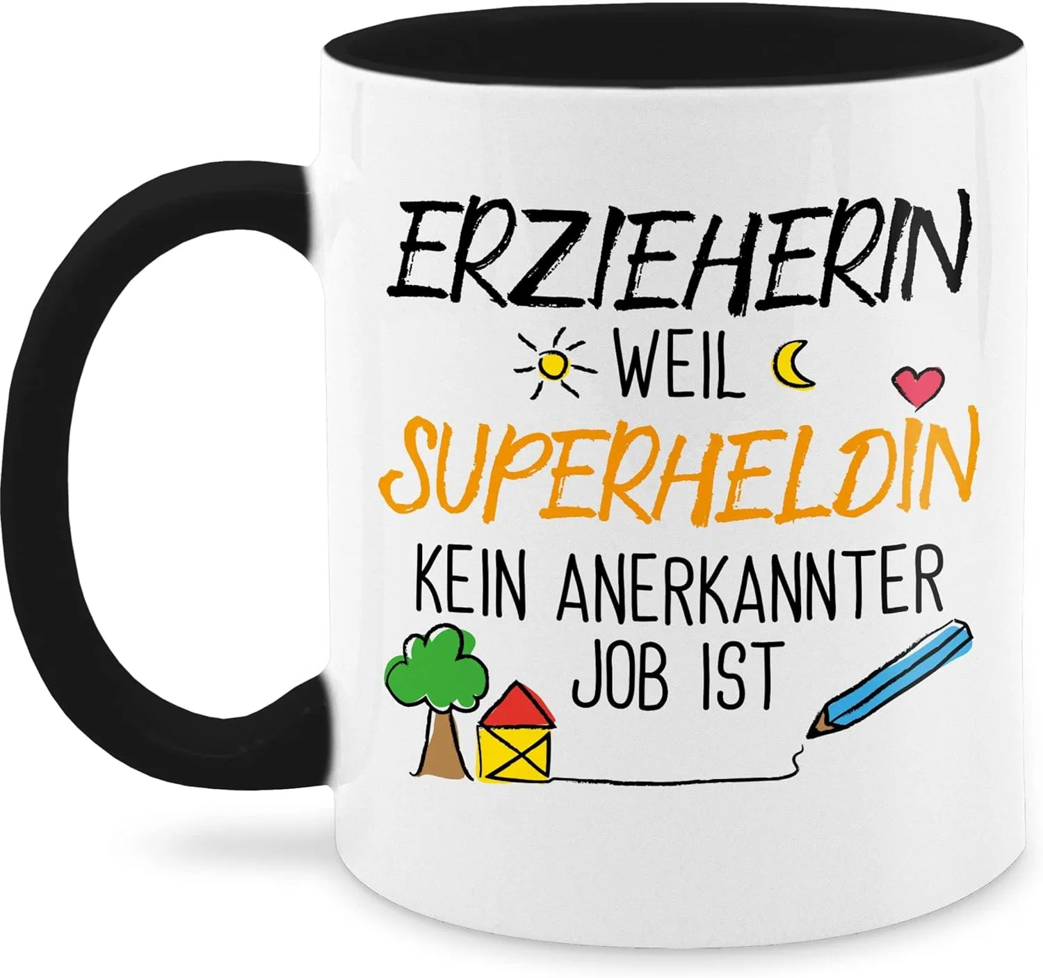 Кружка 325 мл Educator Superhero, черная Shirtracer