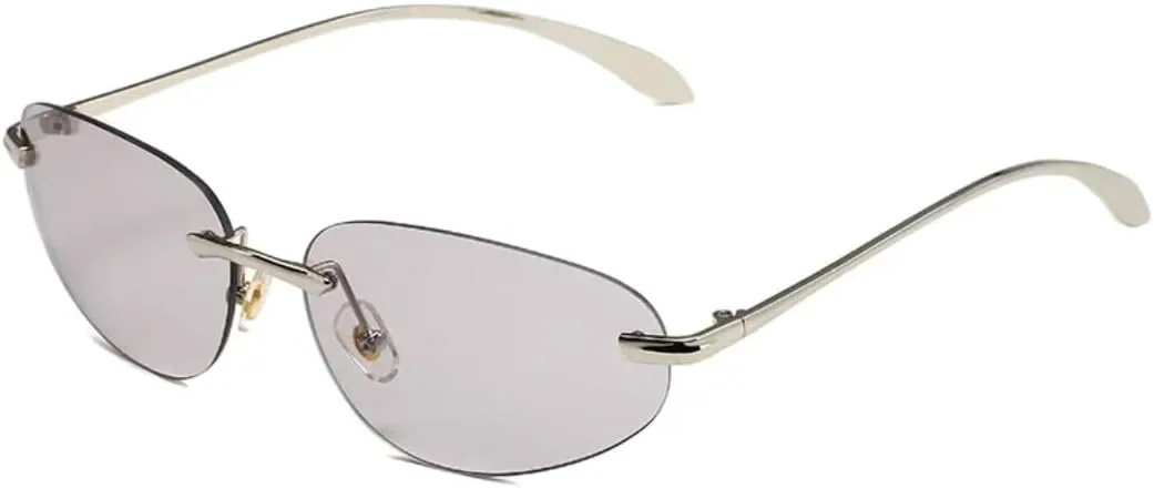 

Винтажные солнцезащитные очки без оправы с металлическими заклепками для женщин и мужчин, в стиле панк, роскошные, с защитой от УФ-излучения UV400 HHZZYVY, Light Gray