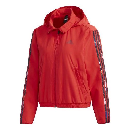 

Куртка adidas Mic Warm Jkt Multi-Color Flowers Logo Hooded Jacket Red, красный