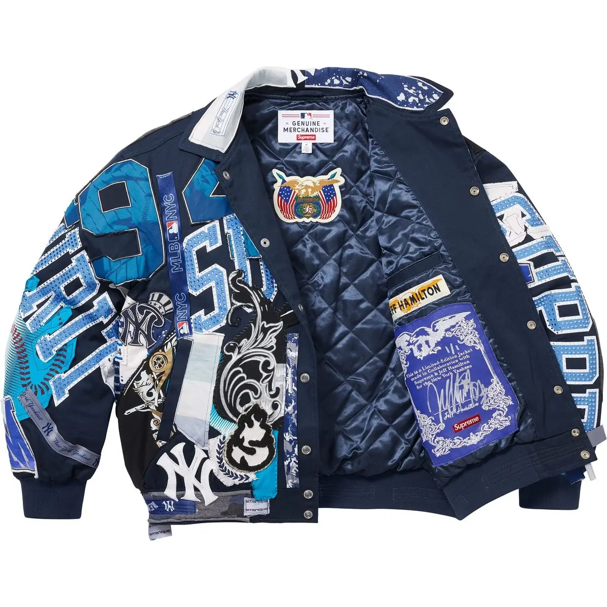 Jeff Hamilton New York Yankees FW25 WEEK17 Варсити куртка Supreme, multicolor/multicolor — фото 3