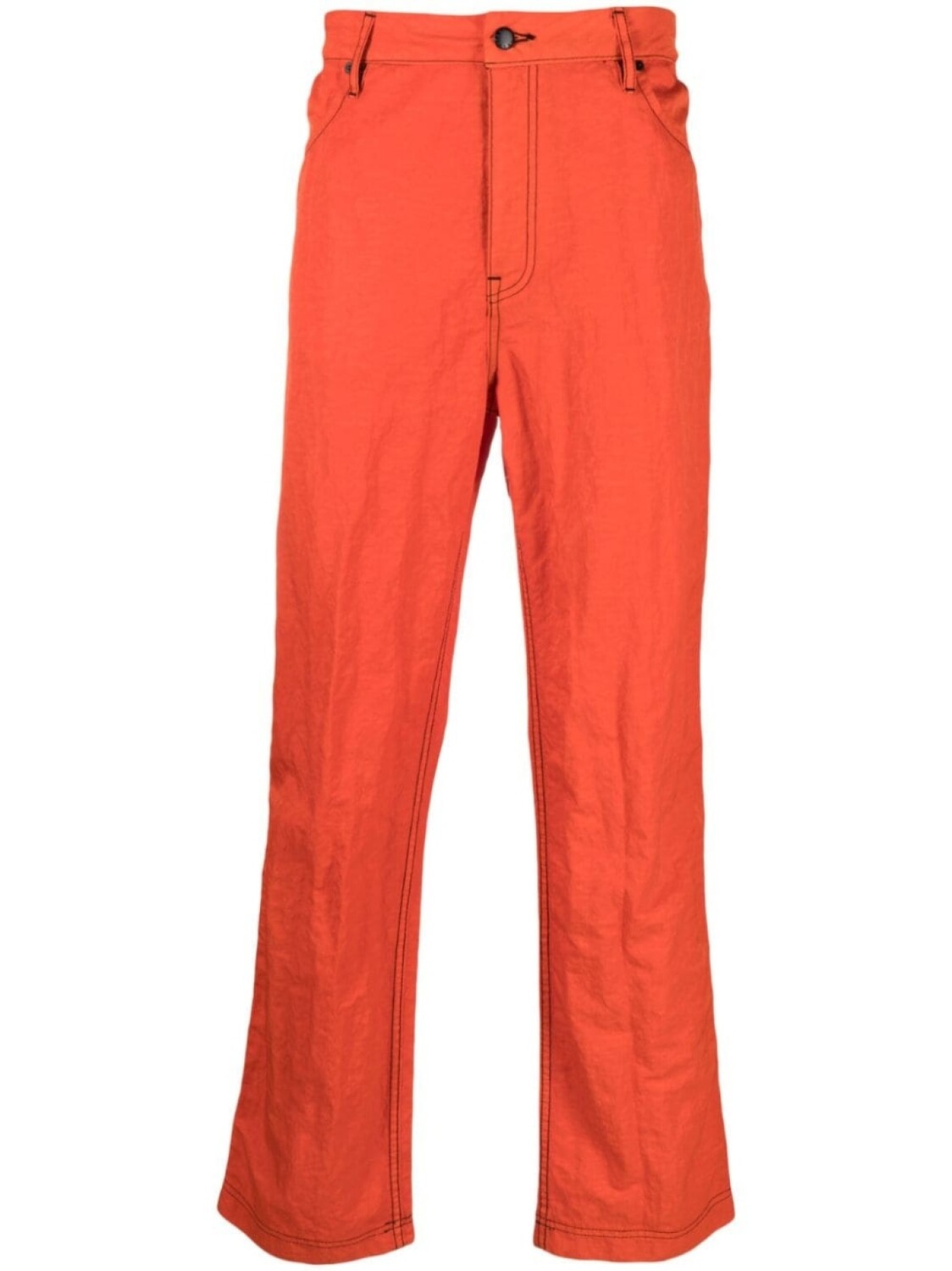 

Eckhaus Latta прямые брюки с жатым эффектом, красный