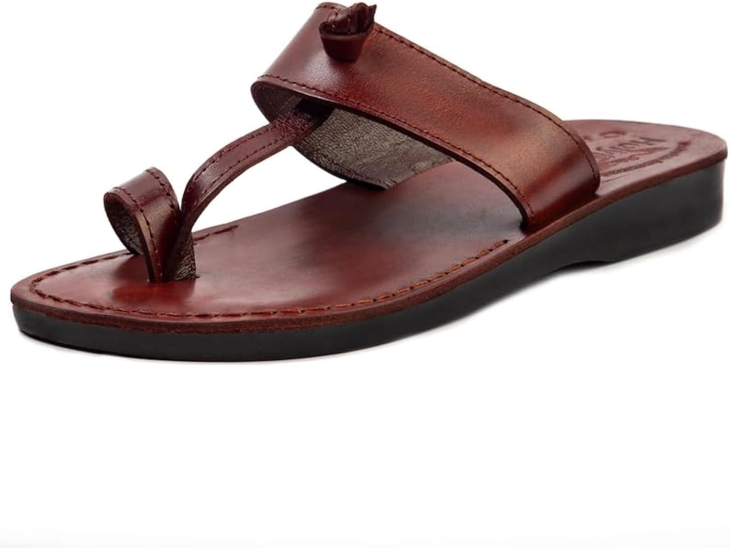 

Мужские/женские кожаные сандалии/шлепанцы Holy Land Market с библейским изображением Иисуса из Иерусалима (в стиле Назарета), коричневый