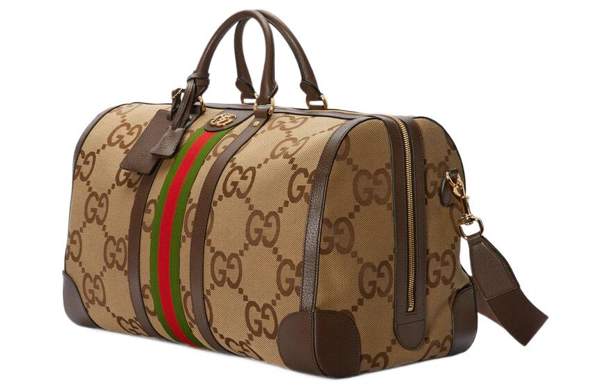 GUCCI Сумка через плечо Jumbo GG Canvas Patchwork Leather Unisex Ebony/Brown — фото 3