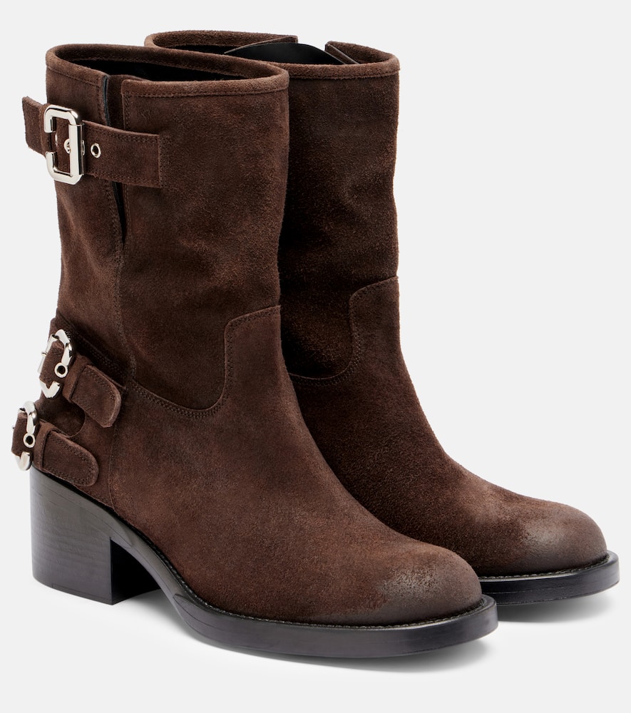 Байкерские ботинки dakota 60 из замши Chloé, Burnt Wood