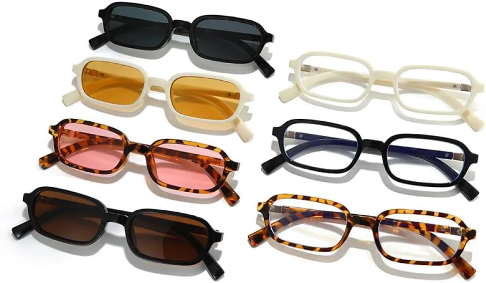 

Прямоугольные солнцезащитные очки для женщин в винтажном стиле с защитой от УФ-излучения UV400, модные панк-солнцезащитные очки для мужчин TYUVIVO, One Size