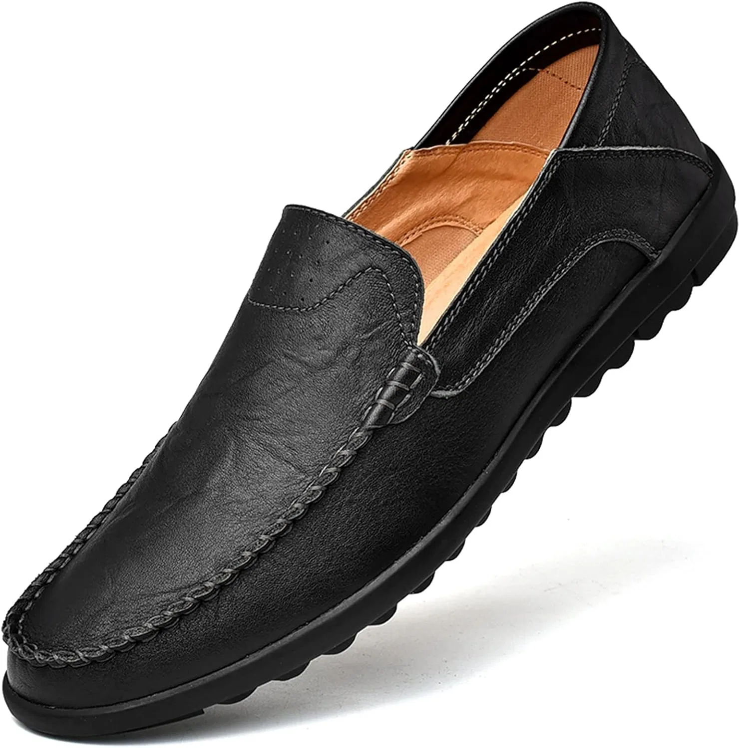 Лоферы кожаные Moccasins Shoes Black — фото 3