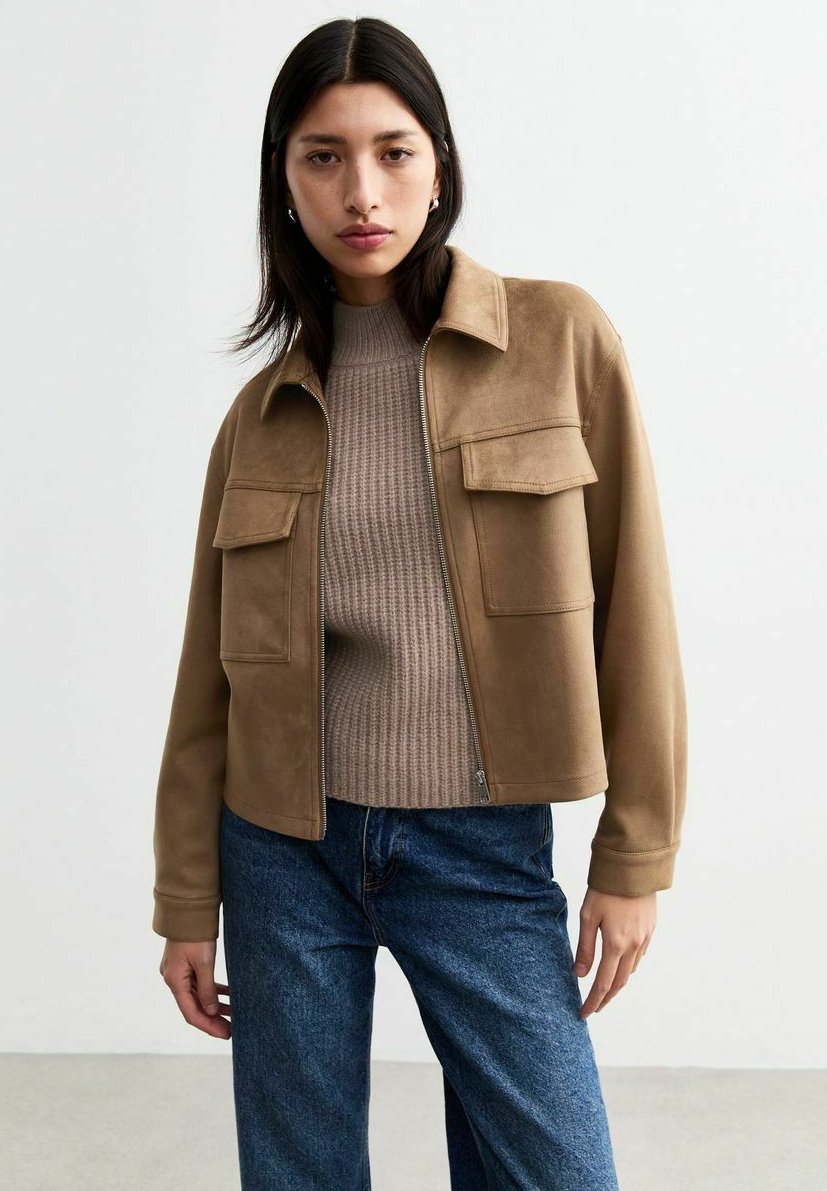 

Куртка из искусственной кожи FAUX SUEDE ZIP UP New Look, коричневый