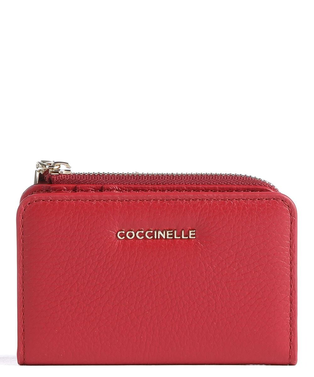 

Мягкий кошелек металлик из зерненой кожи Coccinelle, красный