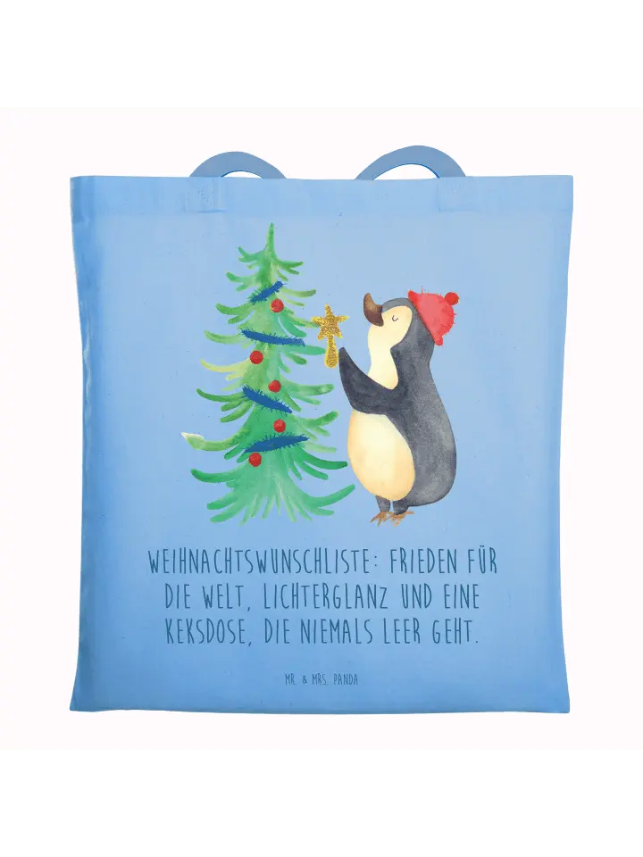 

Сумка для переноски Mr & Mrs Panda Pinguin Weihnachtsbaum, небесно-синий