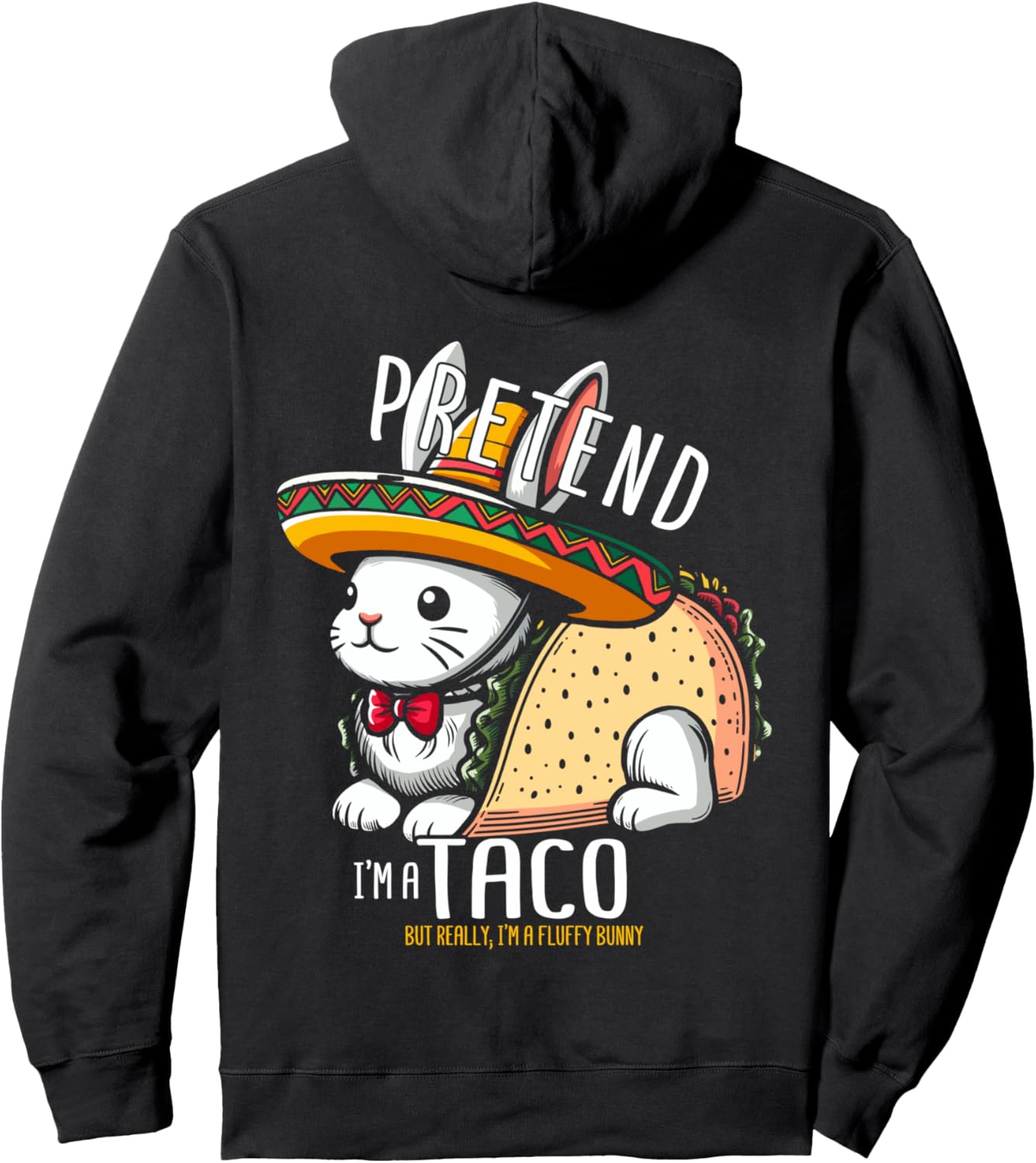 

Толстовка с капюшоном «Осьминог-зайчик, осьминог-кролик» Taco Hare Bunnies Rabbit Mexican Taco, черный