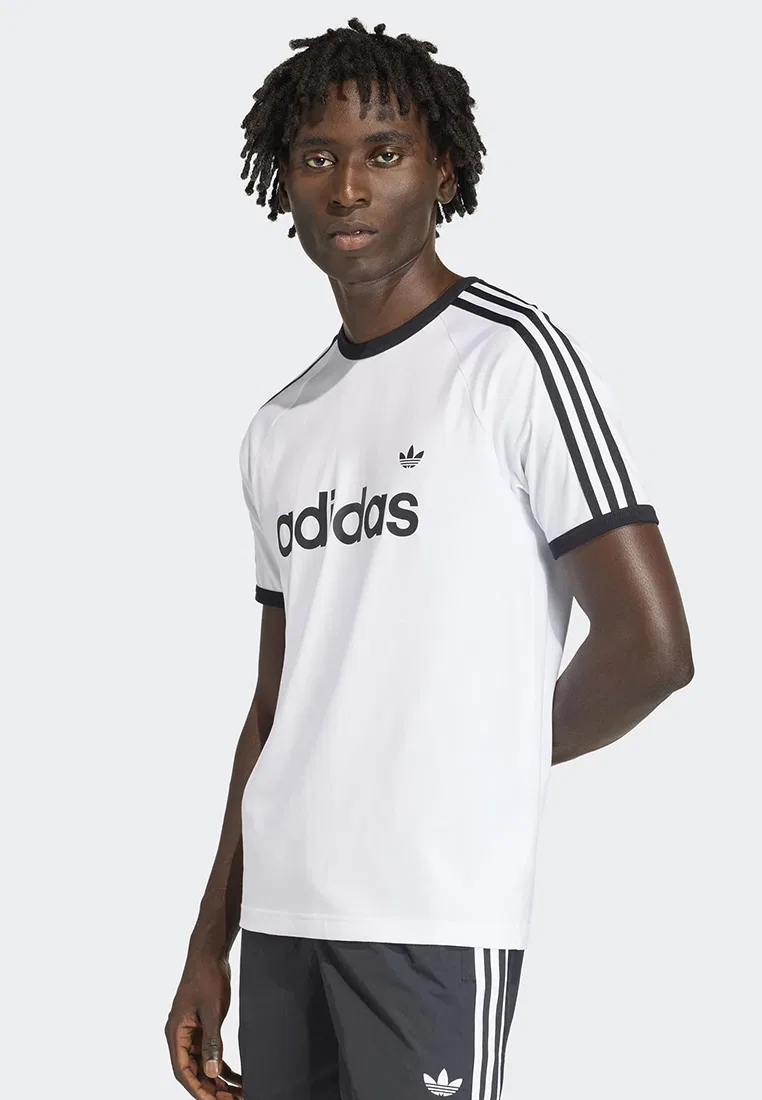 Футболка с коротким рукавом, облегающая, с тремя полосками, adidas, белый