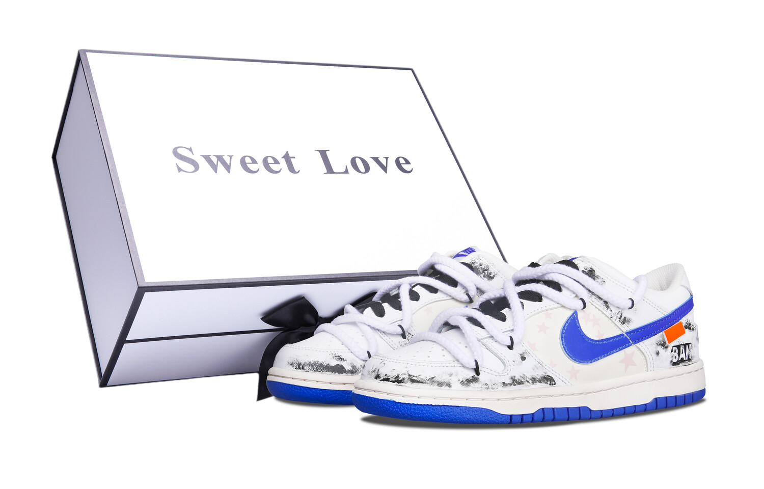 

Кроссовки Nike Dunk Skateboarding Shoes Women's Low-top White/blue, синий/белый