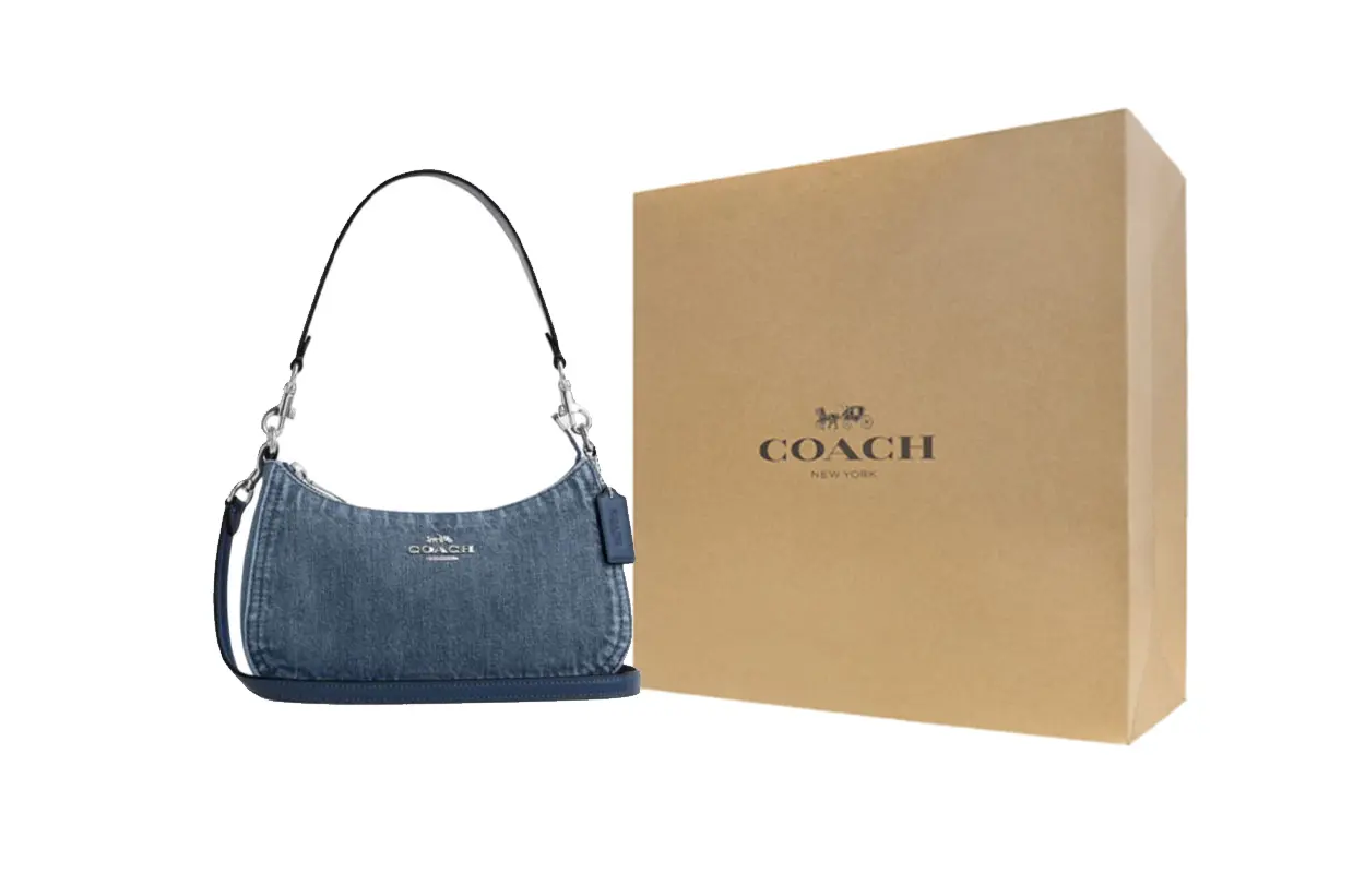 

COACH Тканевая сумка через плечо среднего размера женская синяя