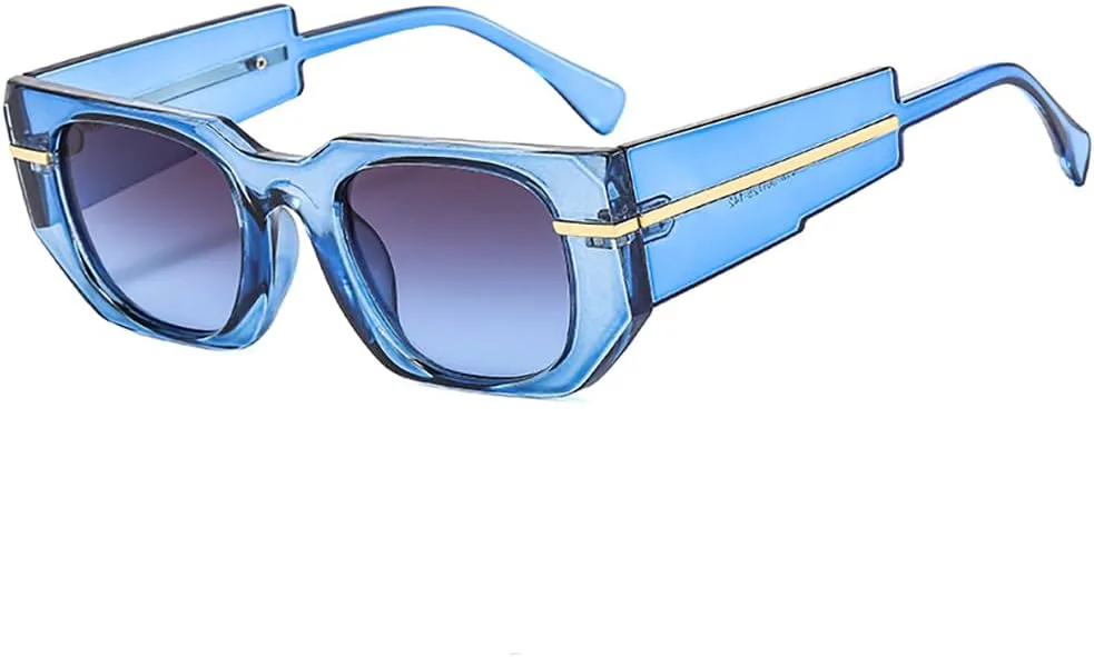 

Небольшие квадратные солнцезащитные очки для мужчин, модные, в пластиковой оправе, женские винтажные дизайнерские очки с защитой от УФ-излучения UV400 Azoxus, Blue