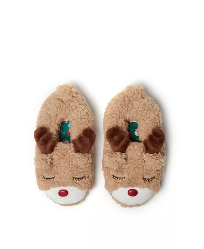

Мужские унисекс домашние тапочки с закрытой пяткой - Santa Dearfoams, коричневый/бежевый