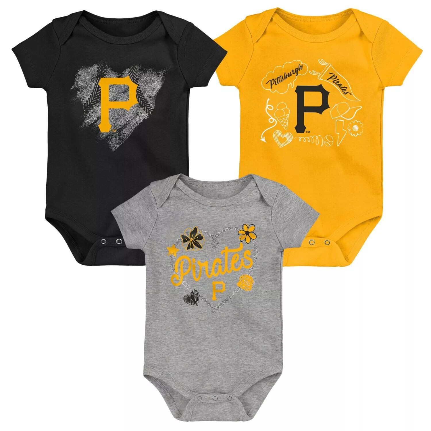 

Набор из 3 боди для младенцев черного/золотого/серого цвета Pittsburgh Pirates Batter Up Outerstuff, Черный, Набор из 3 боди для младенцев черного/золотого/серого цвета Pittsburgh Pirates Batter Up Outerstuff