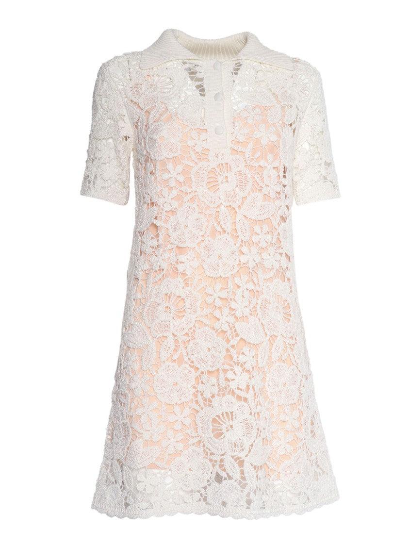 

Короткое платье с кружевной накладкой и воротником-поло P.A.R.O.S.H., Neutrals