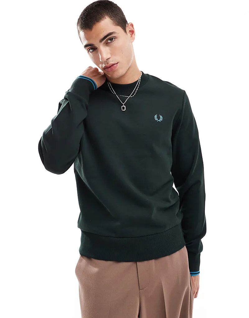

Толстовка с круглым вырезом цвета лесной зелени Fred Perry