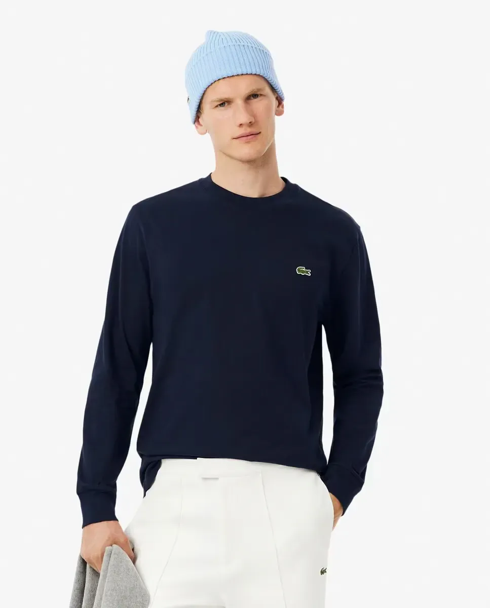 Футболка с длинными рукавами Lacoste мужская, хлопок, темно-синий