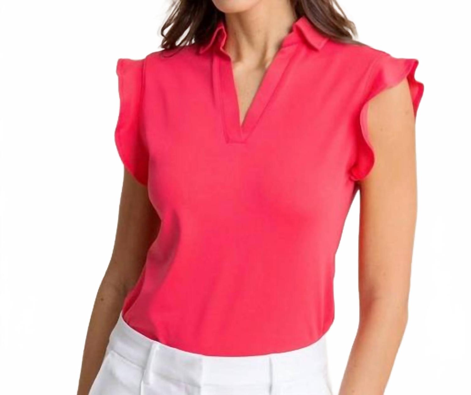 

Дневной активный поло топ с рюшами SOUTHERN TIDE, Calypso Berry