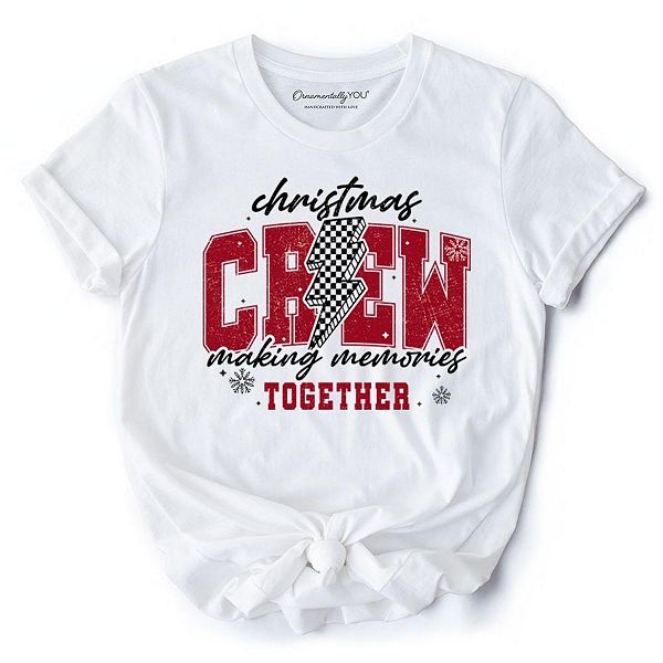 

Футболка с принтом "Рождественская команда создает воспоминания вместе", клетчатая молния, ретро праздничная футболка Ornamentallyyou