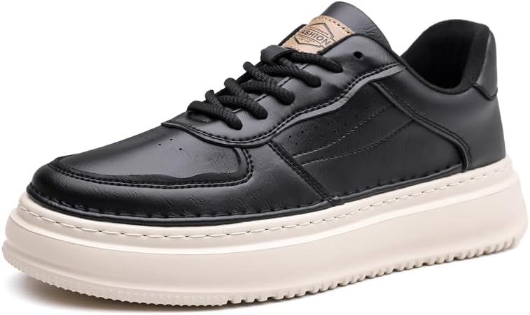 

Кожаные кроссовки для мужчин, стильные и удобные для ходьбы, повседневные мужские обувь, размер 39-44 Sfwarmart, черный