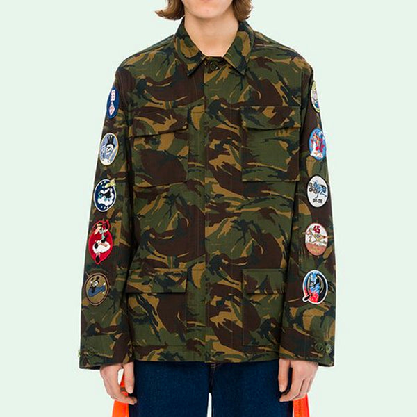 Куртка mens back arrows sketch medal ribbon camouflage jacket Off-White, зеленый — фото 3