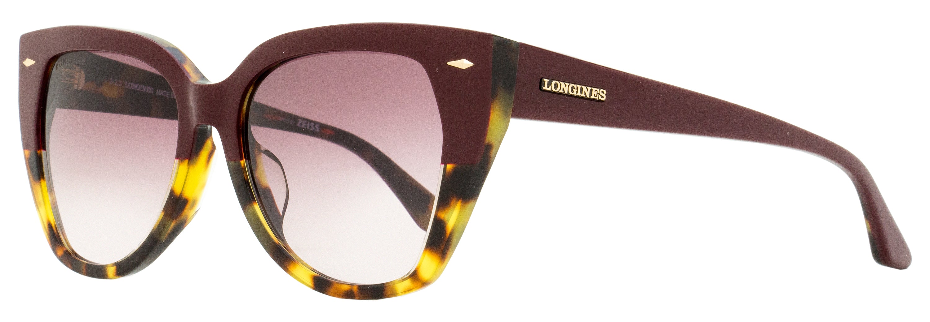 

Женские солнцезащитные очки-бабочки Longines LG0016H 71T Bordeaux/Havana 55 мм