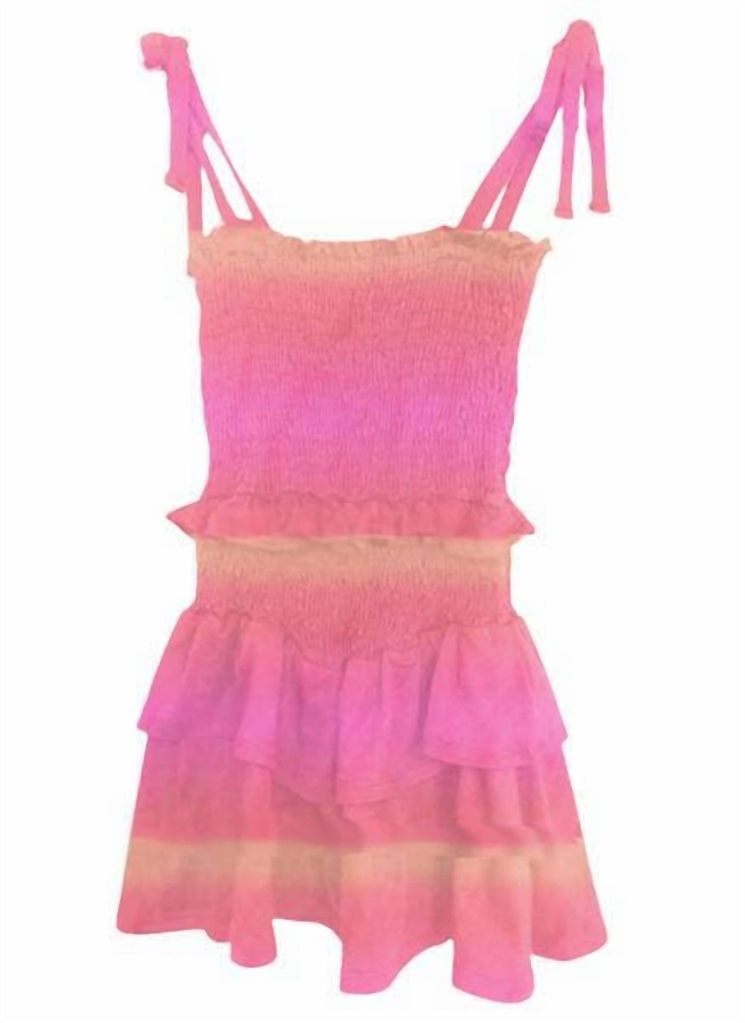 

Платье для девочки с омбре и сборками в розовом цвете Tweenstyle